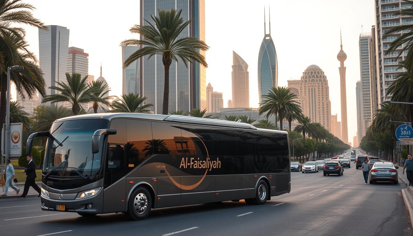 Bus rental & airport transfer service near Al-Faisaliyah in Riyadh