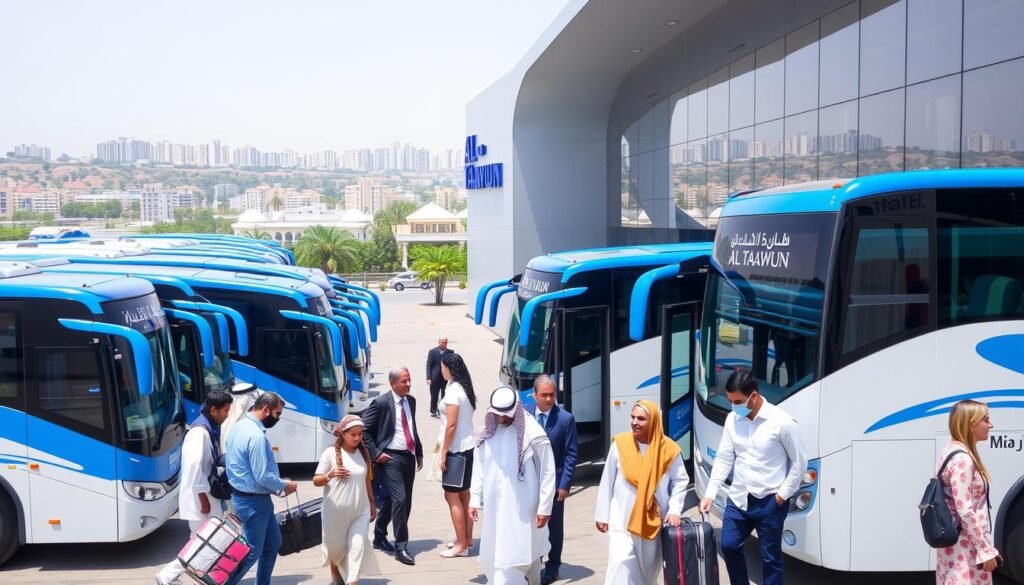 Bus rental & airport transfer service near Al-Taawun in Riyadh