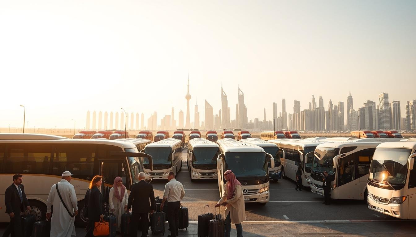 Bus rental & airport transfer service near Al-Yarmuk in Riyadh